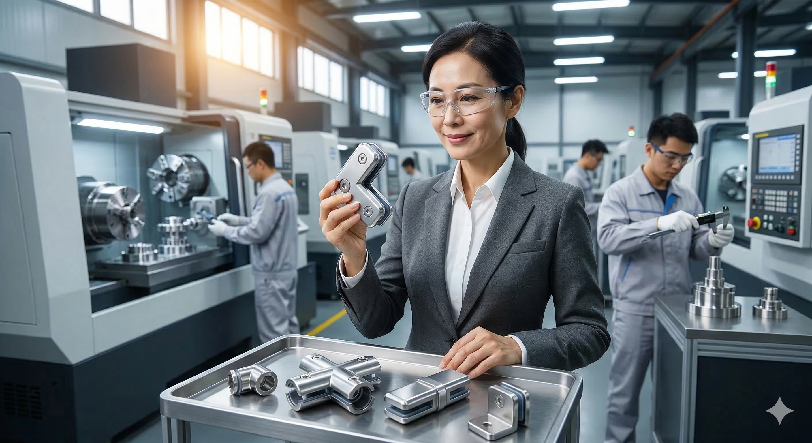 Professional inspecting mid-to-high-end stainless steel glass hardware quality