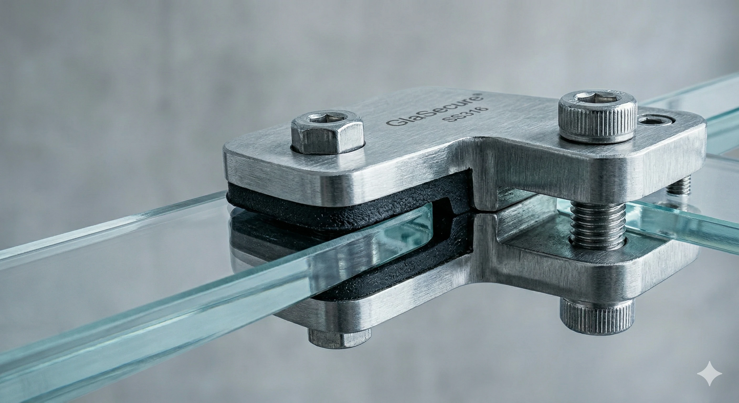 SS316 stainless steel glass clamp securing panels for durable architectural applications