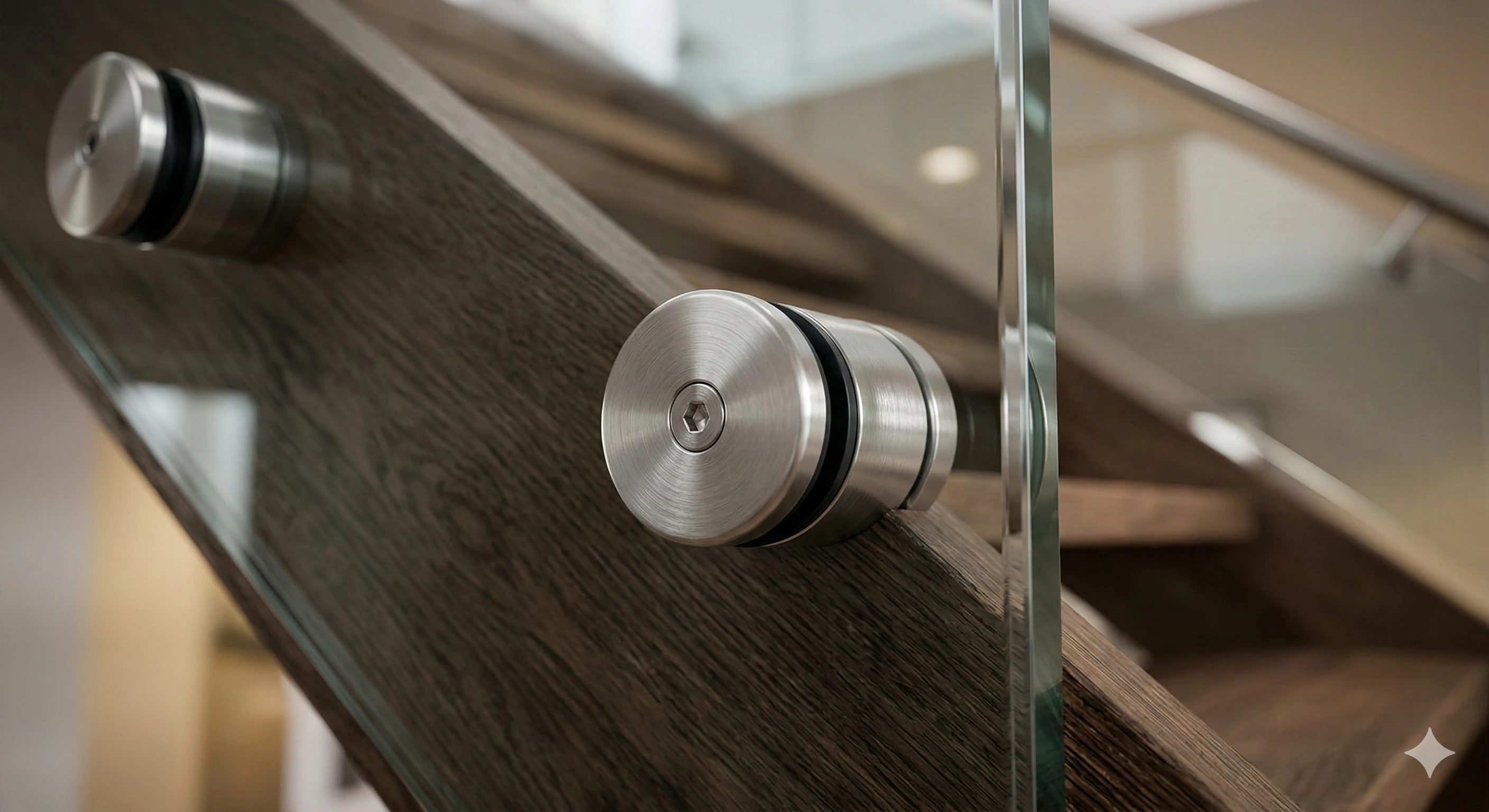 Stainless steel glass standoff hardware for modern staircase railings