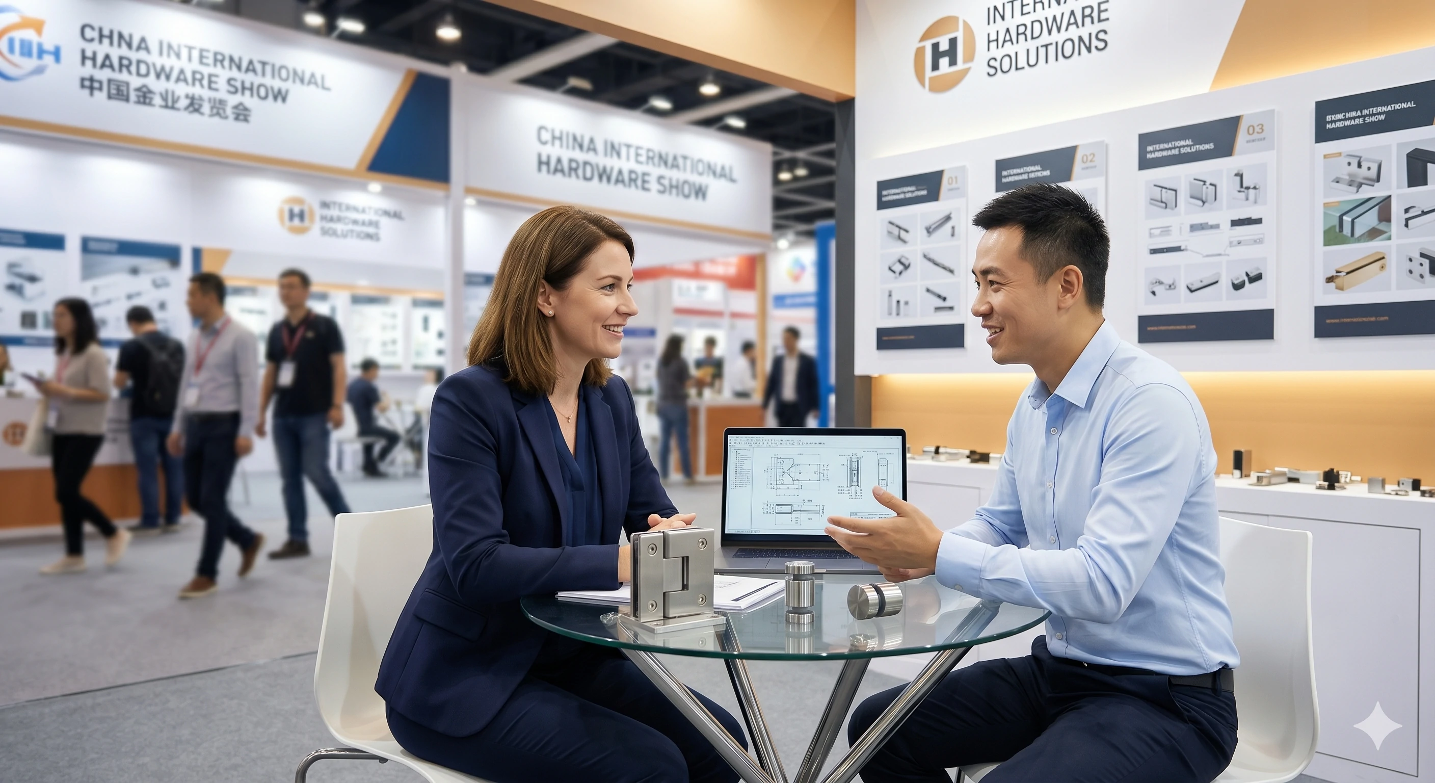 B2B hardware meeting at China International Hardware Show booth